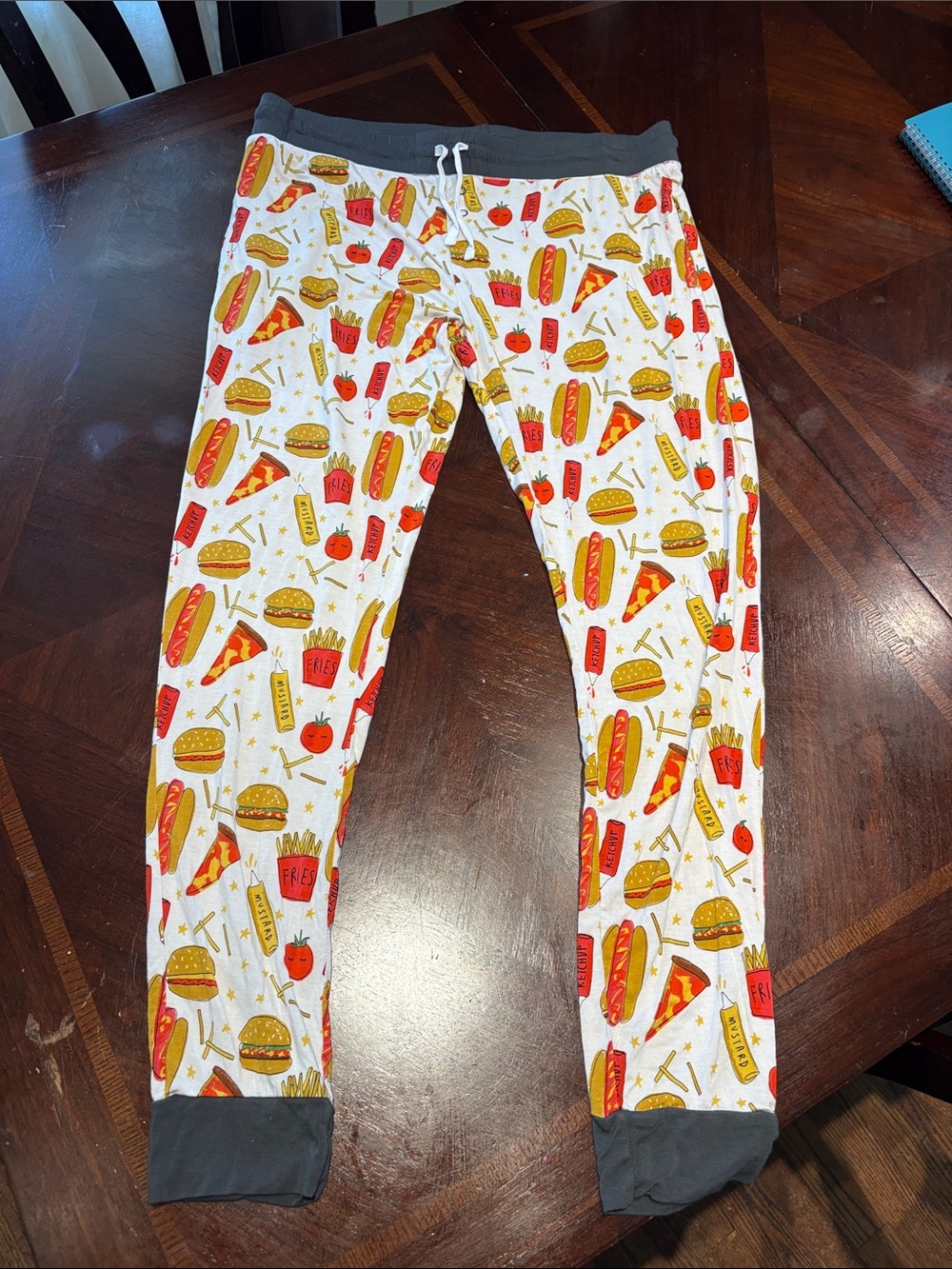 Little Sleepies White Fast Food Print Joggers with Gray Trim